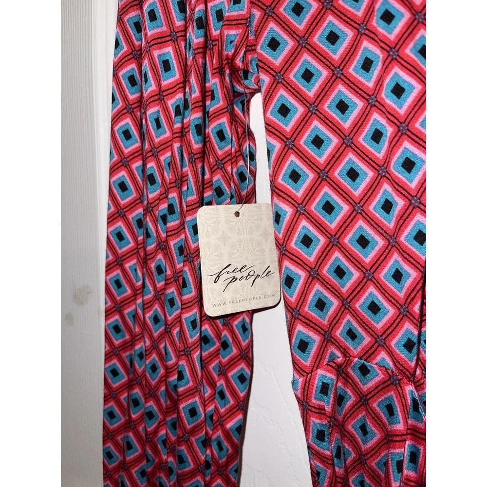 Free People It Takes Two Mini Dress Women Size XS Open Back Wrap Skater Pink Red